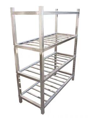 不钢货锈架商厨房食堂置物架aL102121四层果蔬菜多层格栅架用镂空