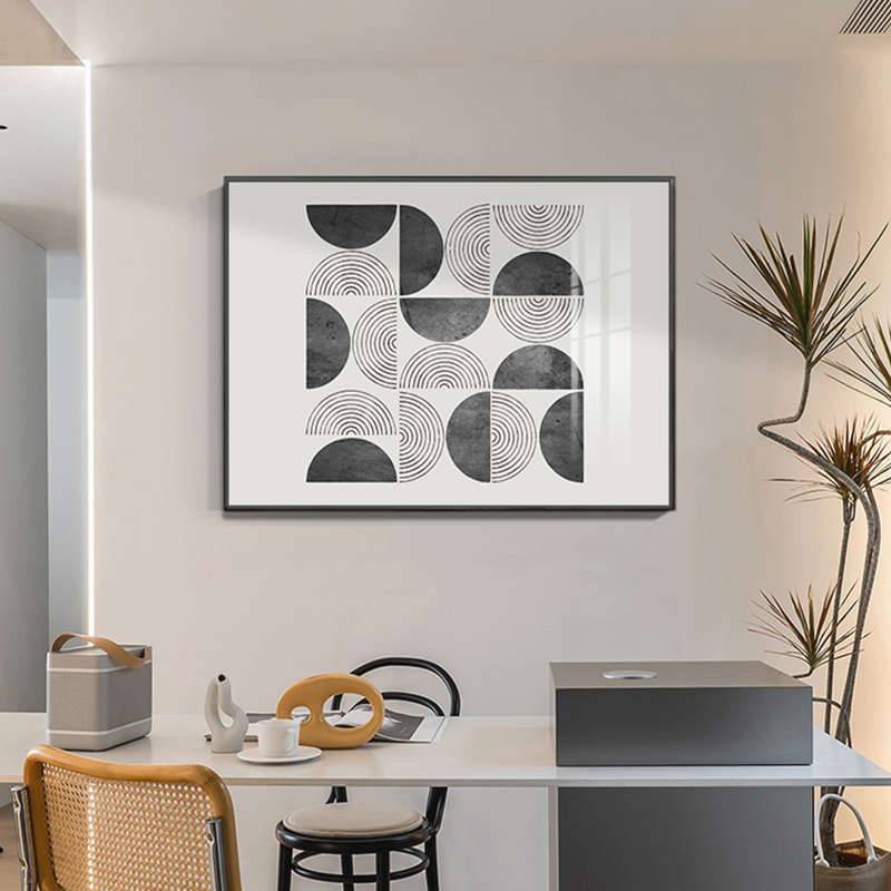 现代简约电表箱装饰画黑白灰抽象几何电闸开关盒遮挡配电箱画餐图片