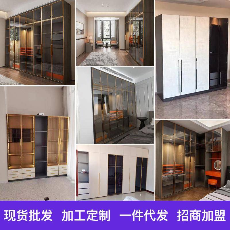 现代置简易衣柜258衣柜平开门物衣柜储带化妆台物架边柜卧室衣入