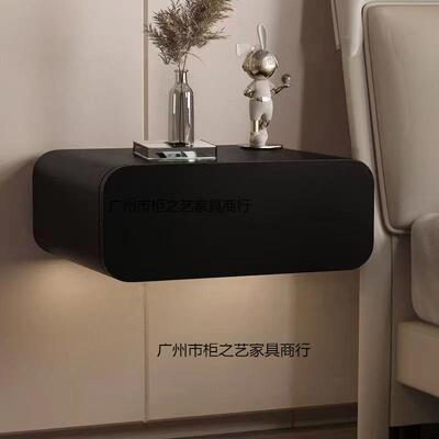 全实柜木悬床头柜床HTH边柜极床简风网红储物白色悬挂轻浮奢挂墙