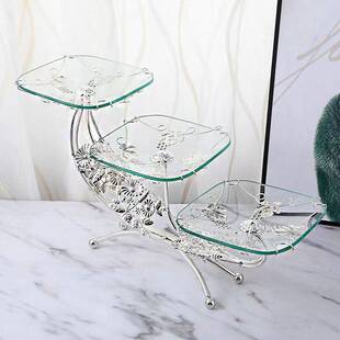 欧式玻璃水果盘 奢华茶几果盘ktv酒店家居摆件