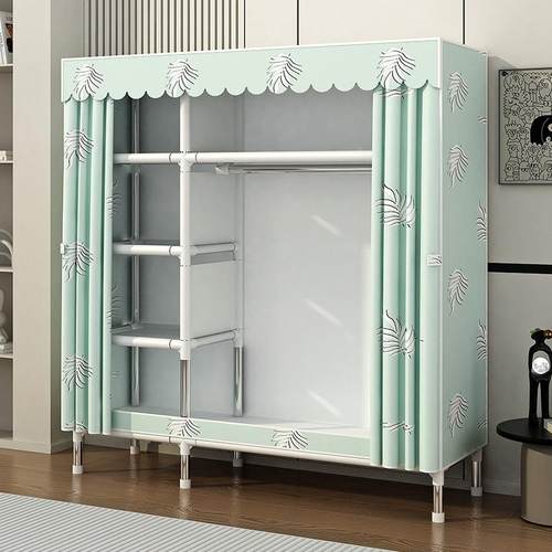 简家易宿布衣柜钢管加粗加S108固组装带拉链加厚出舍衣橱用卧室租