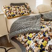 全棉B版 2025新款 夹棉大豆被豆豆毯被A版 豆豆绒婴儿加厚加绒被子