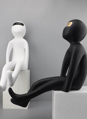 现代轻奢蒙眼孩人雕塑树1050男脂摆件物儿童房电视样柜板房家居装