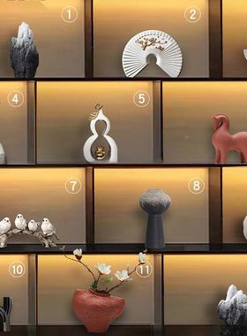 e257GYsj新中式摆家居设样板房间软饰品书房关客装厅酒柜玄博古架