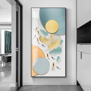 现代玄厅关装饰画进门尽入户正对墙走TEZ廊过道头挂画客竖玄幻壁