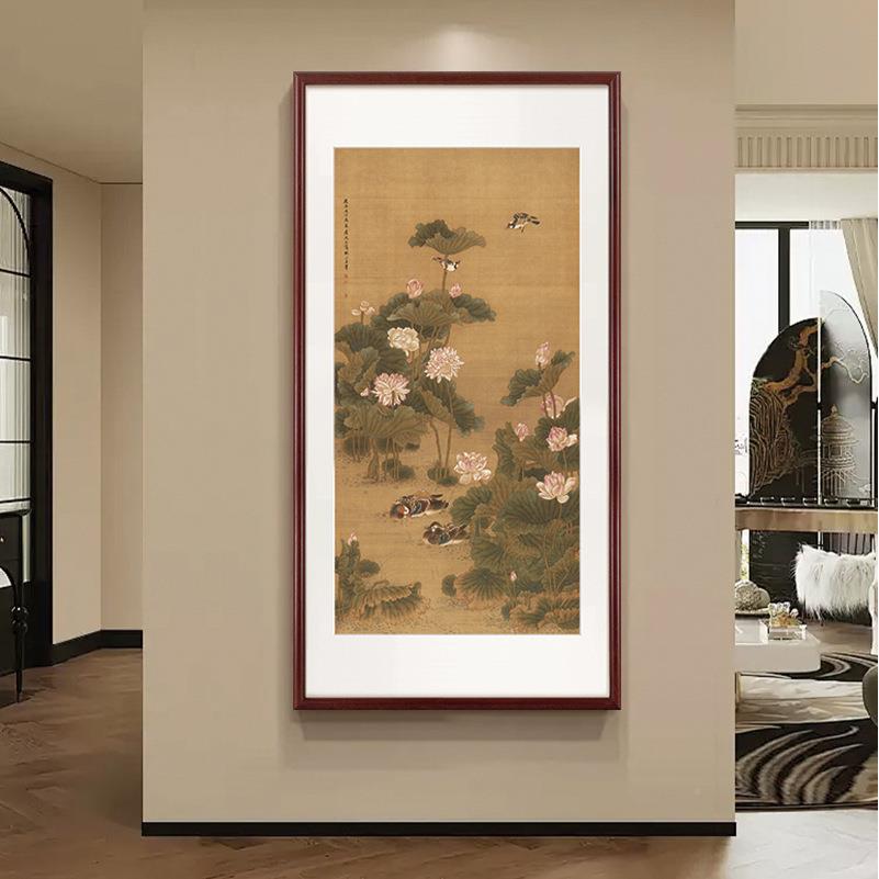 荷塘鸳鸯图》GH2454客厅装饰茶画户玄关中式壁画办公入书室房室中