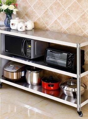 加不锈钢带轮家置子厨房物架庭微波炉厚置OZK物用品整理收纳储物