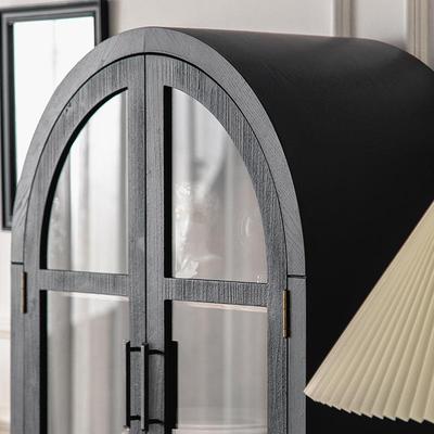 美式复古柜高柜做实旧木玄关柜玻璃酒酒WGA柜民宿拱形靠墙书储店