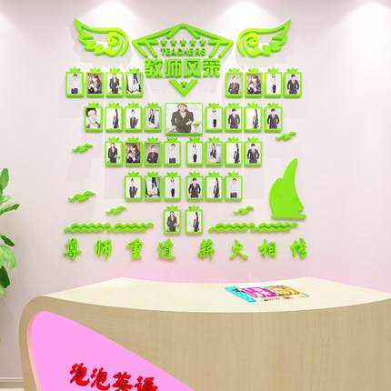 教师风采学校幼儿园办公室装饰布置荣耀照片文化墙面3d立体墙贴纸