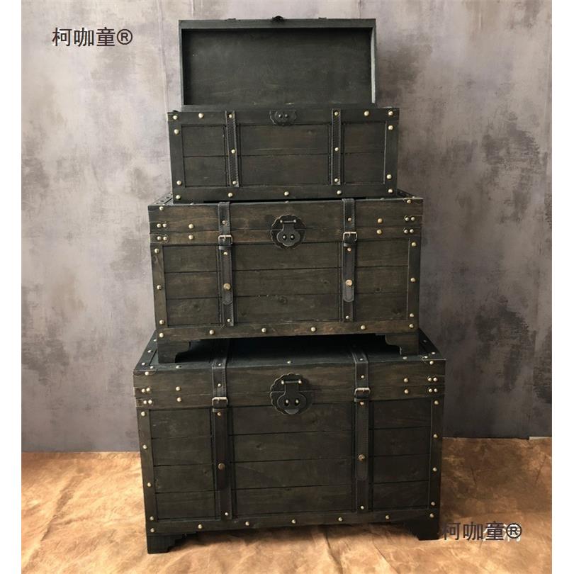 配锁70cm特T0601大航海图复古台木藏宝箱创意箱子麦茶几收纳舞道