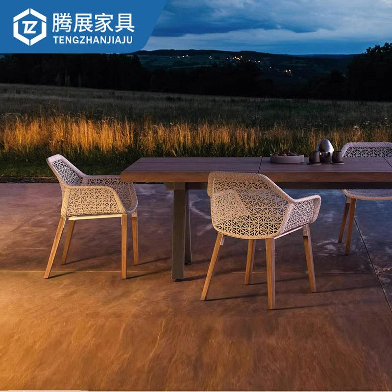 现代外桌椅白色庭院藤米尔-桌编家酒店阳台户藤椅室外具约休闲露