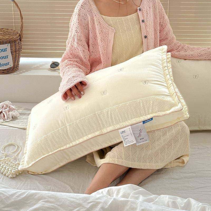 超柔丝软全PXP棉贡缎人芯蝴蝶刺绣枕高回弹蓬松单双羽绒枕,床上用品,枕头/枕芯,淘宝优惠券,粉丝福利购,淘宝优惠卷
