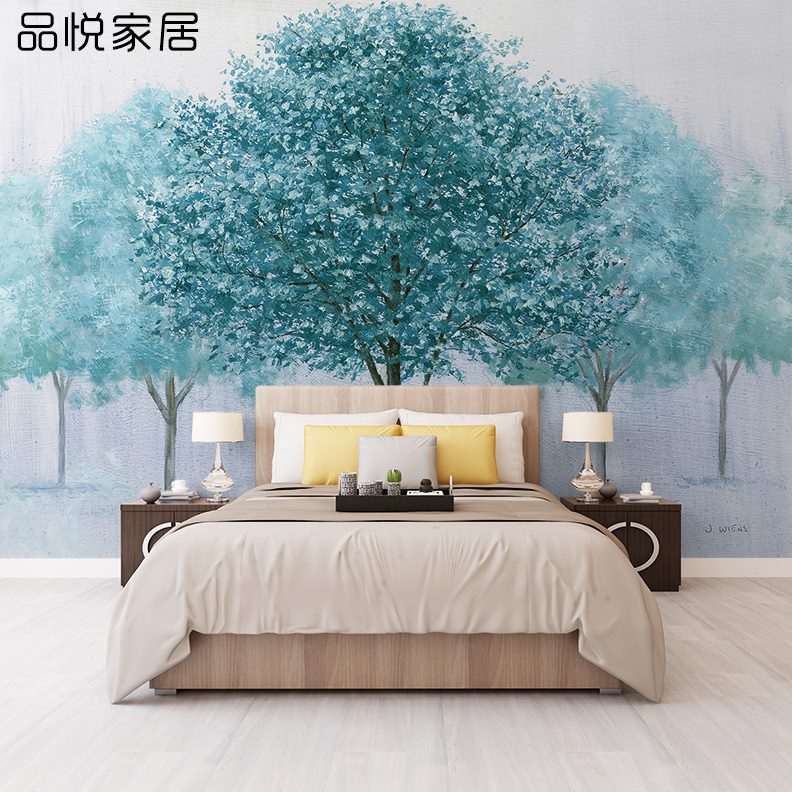 墙布沙发发财树林北欧客厅电视背景墙抽象纸森林大型无缝壁画壁纸