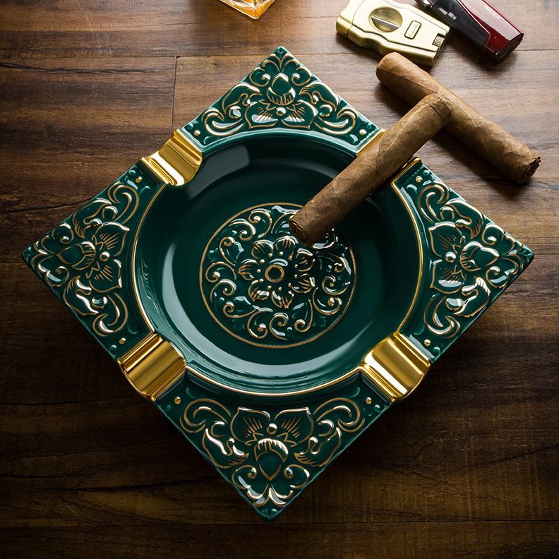 器U个性创意INSB陶瓷K雪茄烟办公室IL烟缸豪华缸灭时尚 客厅灰烟