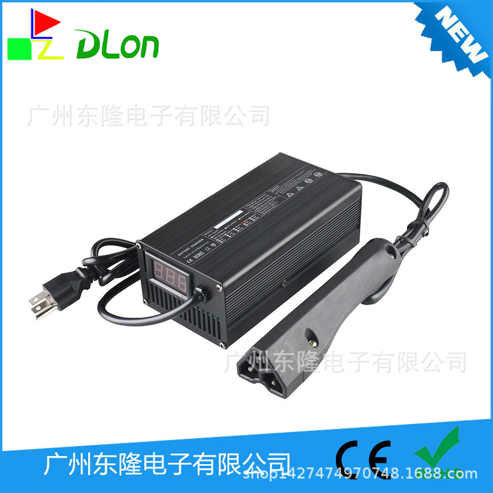 厂家直销带仪表显示48V6A高尔夫球车充电器美插110VAC黑色带RXV头