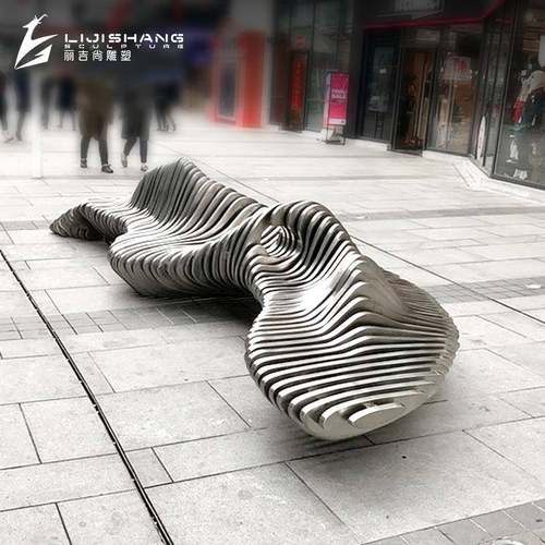 休大型商场景观坐凳闲640艺术片不锈钢座椅坐凳户外广场切公园休