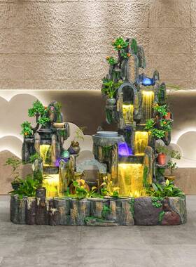 大型落地假山泉水景DAX客办公室阳台厅加湿器流装水饰摆件造喷景