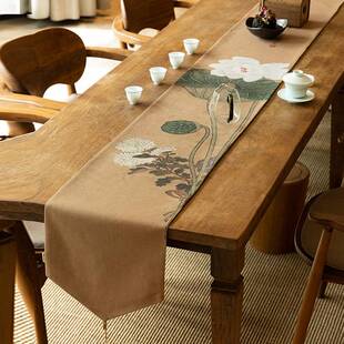 桌旗中式禅意茶桌垫布防水布艺棉麻新中式复古长条茶台茶席
