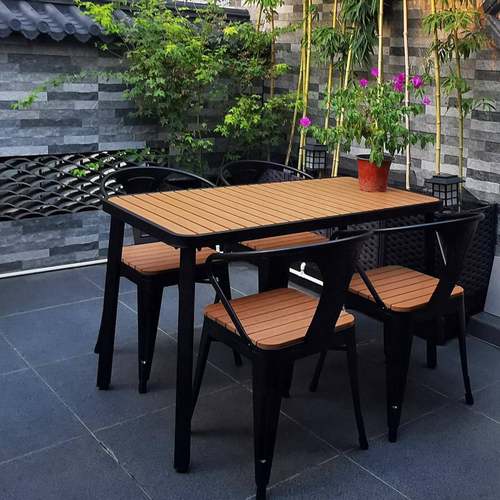 院方形塑防木艺桌椅庭防腐YIF晒公园简约户外桌椅阳台休闲花园铁桌子