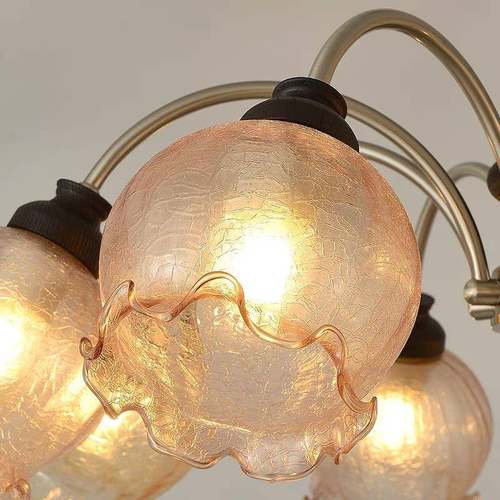 复法式中古风厅吊灯美式古琥珀色玻璃客木餐厅卧室灯具广实734东