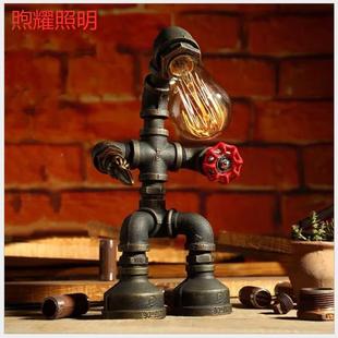 跨境复古台灯业风美式铁管l工oft酒吧寿水管d机器82524人灯具le长