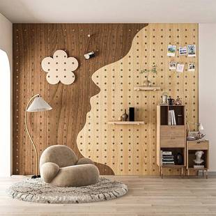 实木洞洞板置物架用板玄348入户遮挡收纳关装 饰墙意面挂个性