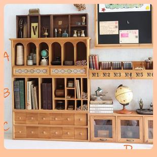 ?杉复古面盒收纳抽屉式叁木质置物柜手账文具PJ19901画笔书桌整桌