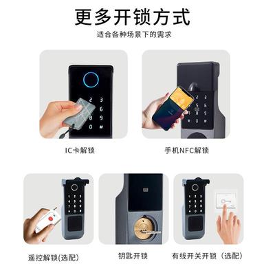 防户外水铁门指纹外装牛头锁智能锁遥控外G20接电源双双头锁电面