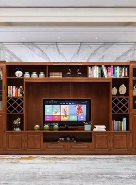 代4948简约电视柜一体组合现实木墙酒柜客厅高柜影视柜多能柜功储