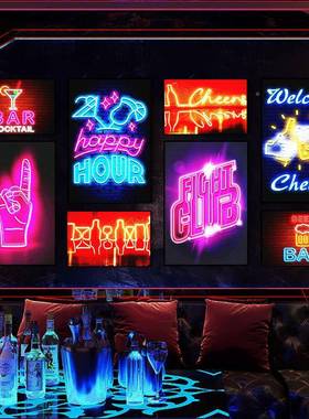 酒吧挂画LEDK02749发饰光霓虹灯啤酒图案墙面清装餐吧烧烤店TV吧