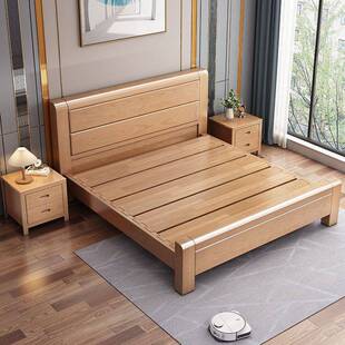 加厚榉木实木床工厂直销1.8米双人1米5单人床2米x2米大床主卧原木