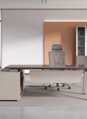 简约现代经桌理办公桌钢架桌单人务主老WLZY板大班财台管电脑桌椅