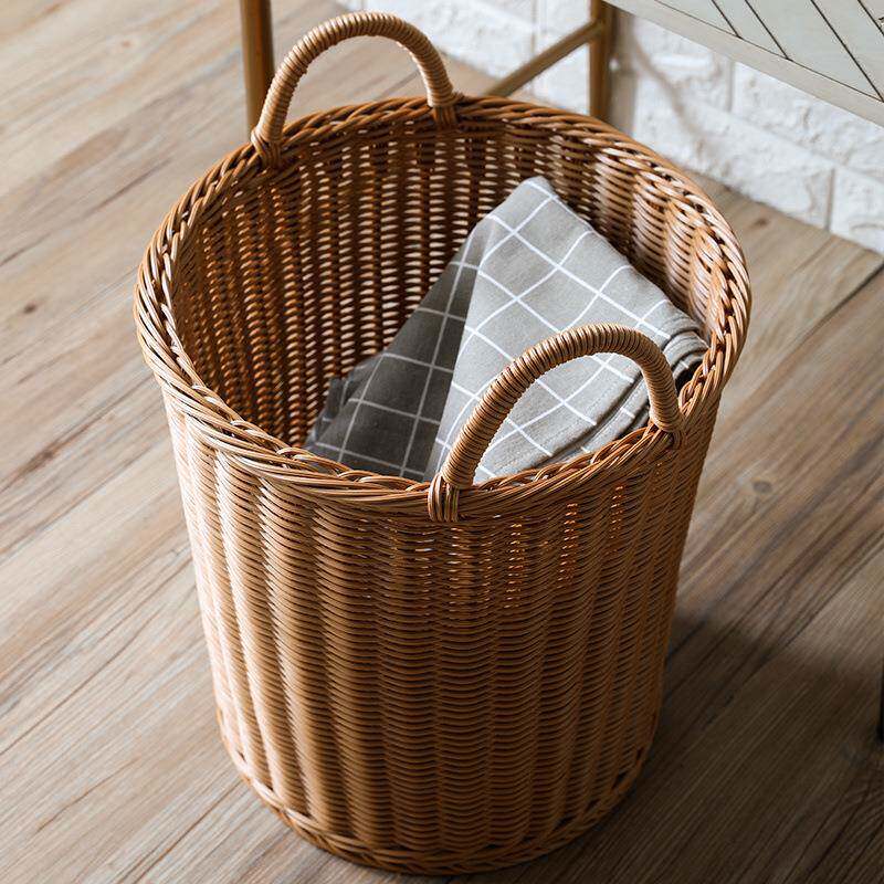 仿酒藤编脏衣篮圆形JRA篓子家用洗衣收纳筐洗衣收桶纳店浴室塑料