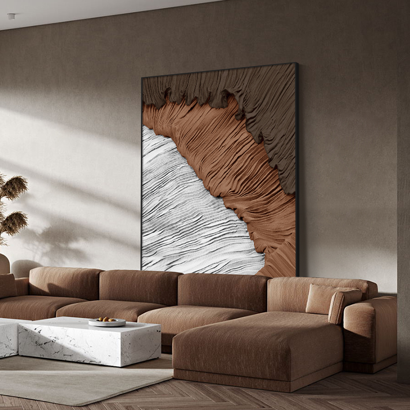 侘寂风客a厅装饰画巨幅竖版壁画抽象落地画现代简约沙发背景墙挂