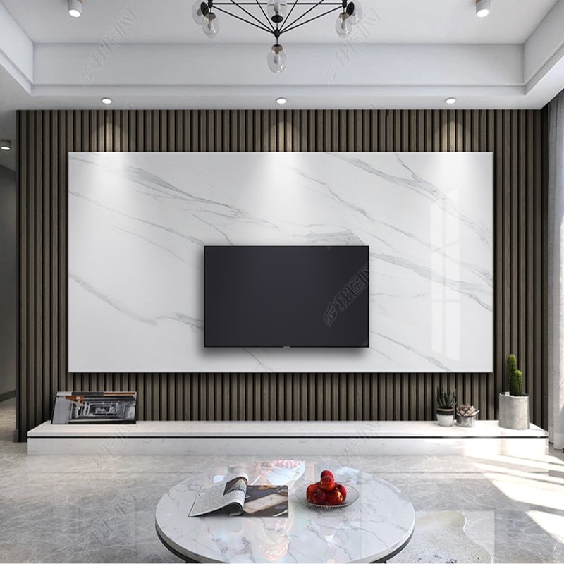 现代简约客厅壁画悬空大理石纹墙布电视背景墙纸立体几何壁纸
