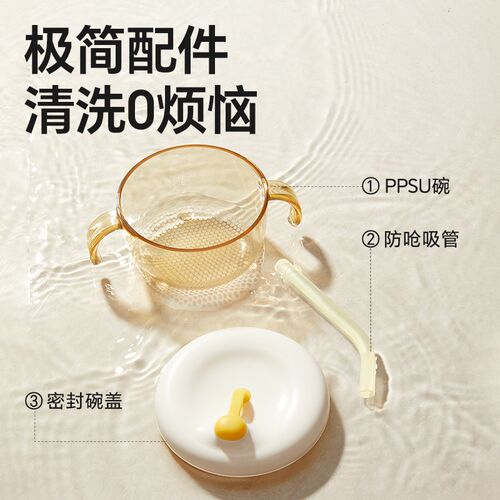 皇宠宝宝喝汤吸管碗婴幼儿辅食碗吃米糊喝粥喂水儿童吃饭餐具