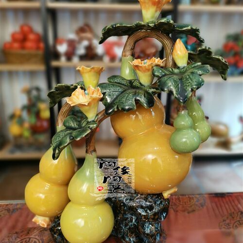 陶瓷工艺品 石湾公仔 葫芦N摆件 五福临门