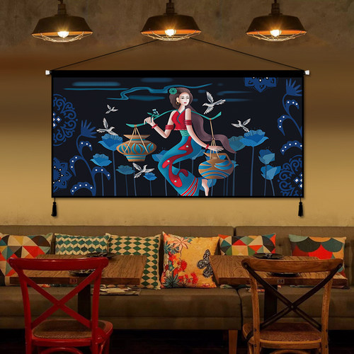 民族风布艺挂画挂布背景布少数民族挂G毯布画客厅卧室民宿墙面装