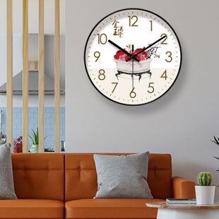 易普拉6317国风金玉满堂石榴挂钟客厅钟新中式时钟静音扫秒石英钟