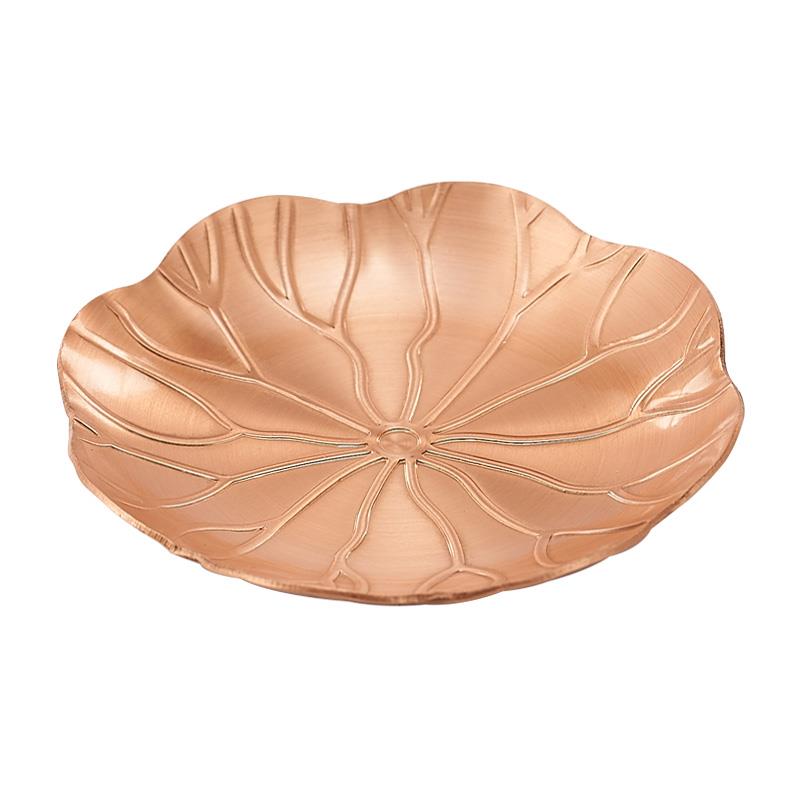 紫意香盘托盘线香点香接香BJS60197底纯座檀香创荷叶盘香炉铜燃香