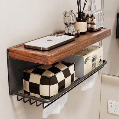 cmeo胡桃木卫生间厕纸盒浴室厕所纸巾盒洗手间置物架卫生纸手纸盒