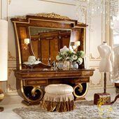 欧式 新古典家具实木手工雕刻梳妆台梳妆镜梳妆凳化妆台化妆镜定制