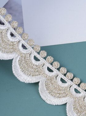 窗帘花边法式浪漫刺绣金线立边侧拼水溶木耳边轻奢卧室客厅M-542