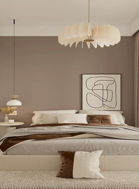 奶油风米色墙g纸现代简约卧室客厅纯色背景墙M纯白色壁纸杏子灰素