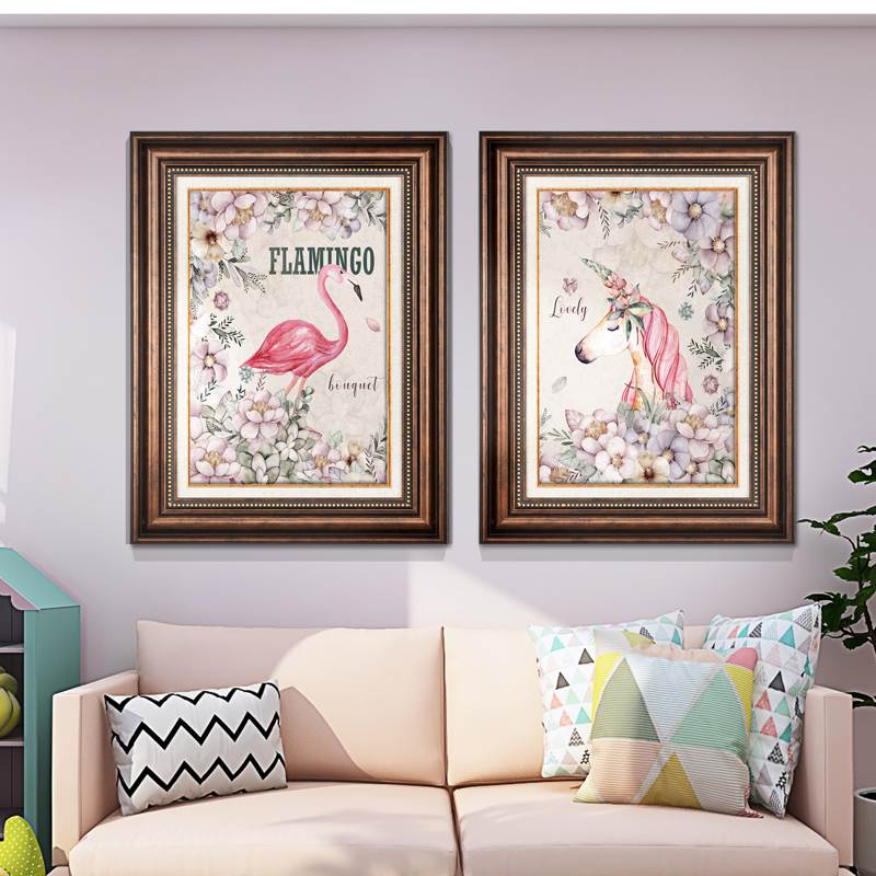 儿童房装饰画男孩女孩客厅卧室挂画床头背景墙壁画动物卡通画美式图片