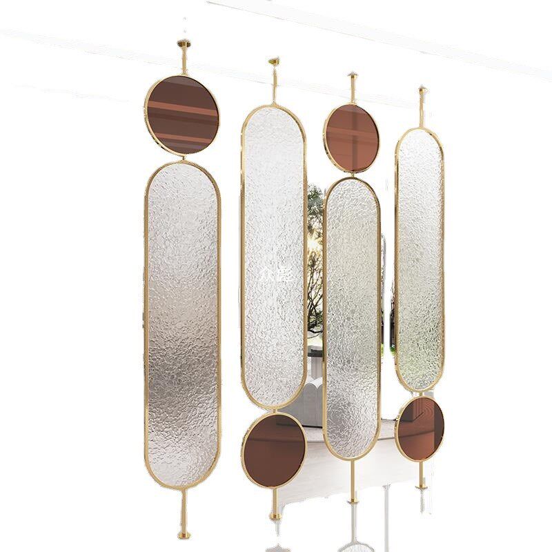 zb水波纹玻璃屏风隔断墙轻奢办公室入户卧室房间客厅卫生间厕所玄