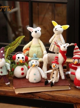 圣诞树挂件节日派对m氛围店面装饰可爱羊毛毡鹿挂饰装饰品摆件礼