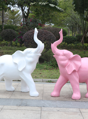抽象大象造型雕塑摆件户外公园切面几何动物模型商场大门口装饰品
