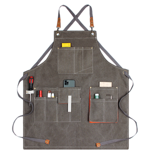 围裙工作牛仔时尚工具服p男女美发师工作服发型烫染师定制logo印